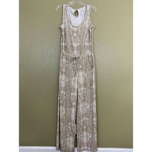 Juicy Couture Women's S Snakeskin Print Jumpsuit Neutral Tan Beige Relaxed Fit